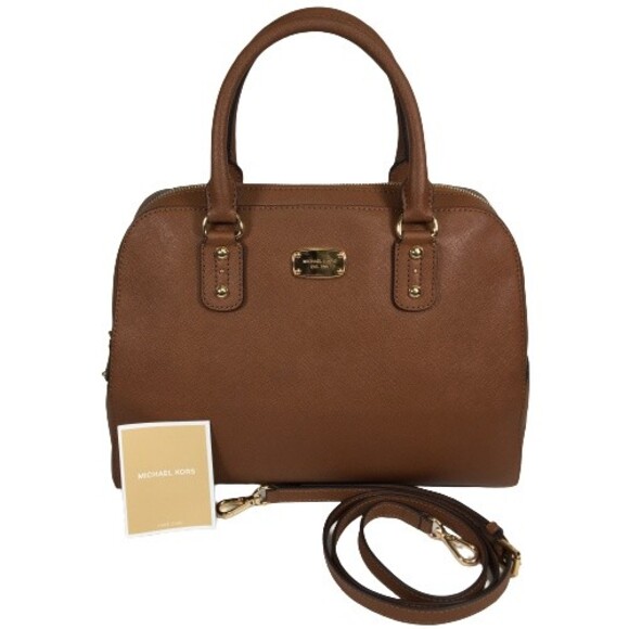 Michael Kors Satchel Luggage Handbag Large Saffiano Leather Acorn Brown NWT $398 - Picture 1 of 16
